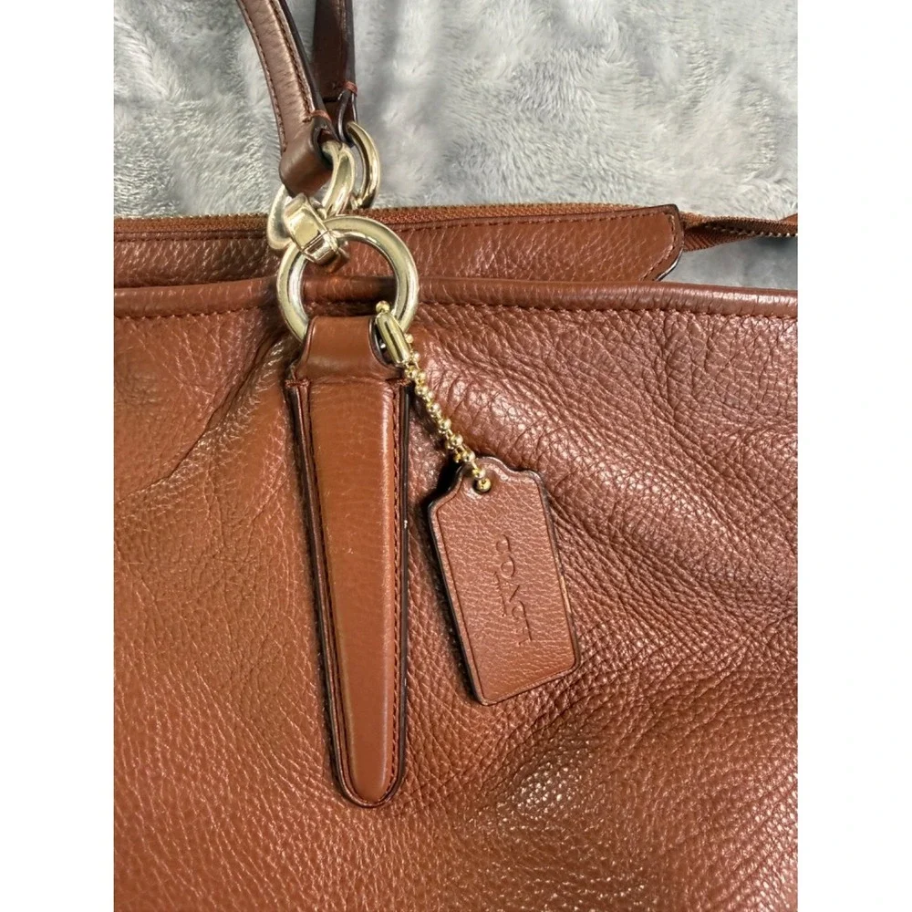 Coach Madison Phoebe Large Brown Pebbled Leather Shoulder Bag Tote F25635 Used
